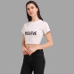 Womens Cotton Blend Typography Print Crop T-Shirt